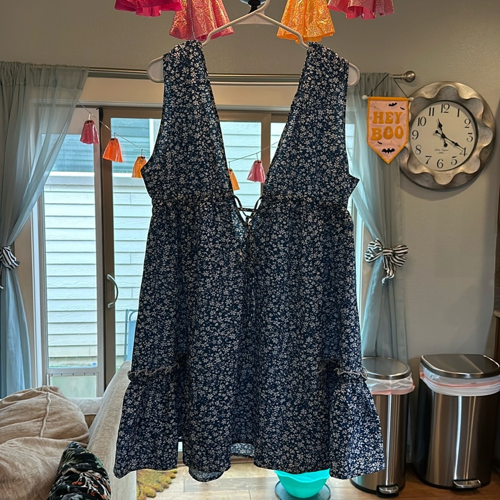 NWOT blue and white dress/cover-up.